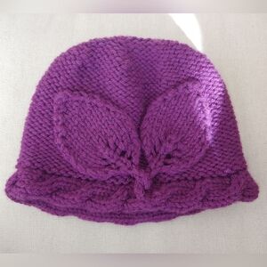 💜EUC Handknit Acrylic Knit Hat Purple Cloche Warm Etsy